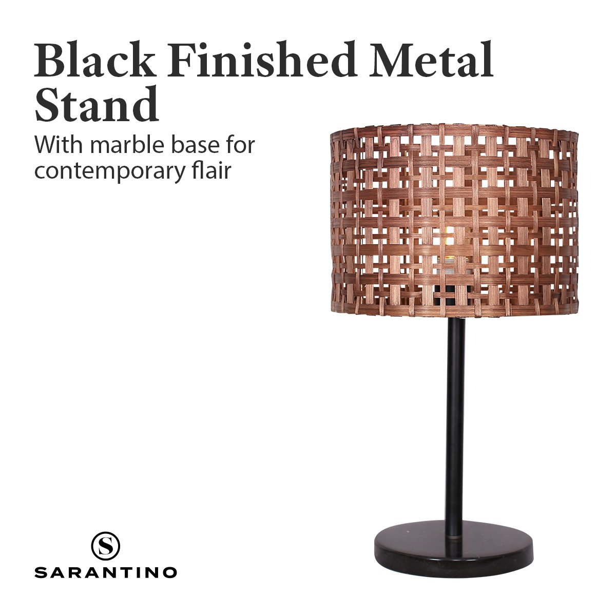 Sarantino Rattan Desk Lamp With Black Marble Base - VogueDecor.au